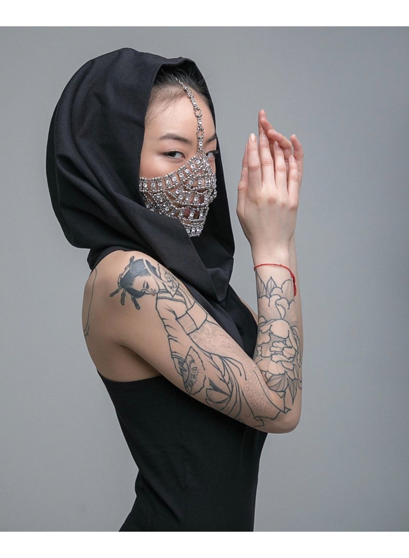 GetmanJewelry Getman Jewelry Silver Face Mask, Handmade Unisex Crystal Festival Jewelry, Unique Multipurpose Accessory for Performances, Fashion Shoots, and Avant-Garde Styling - Image 1