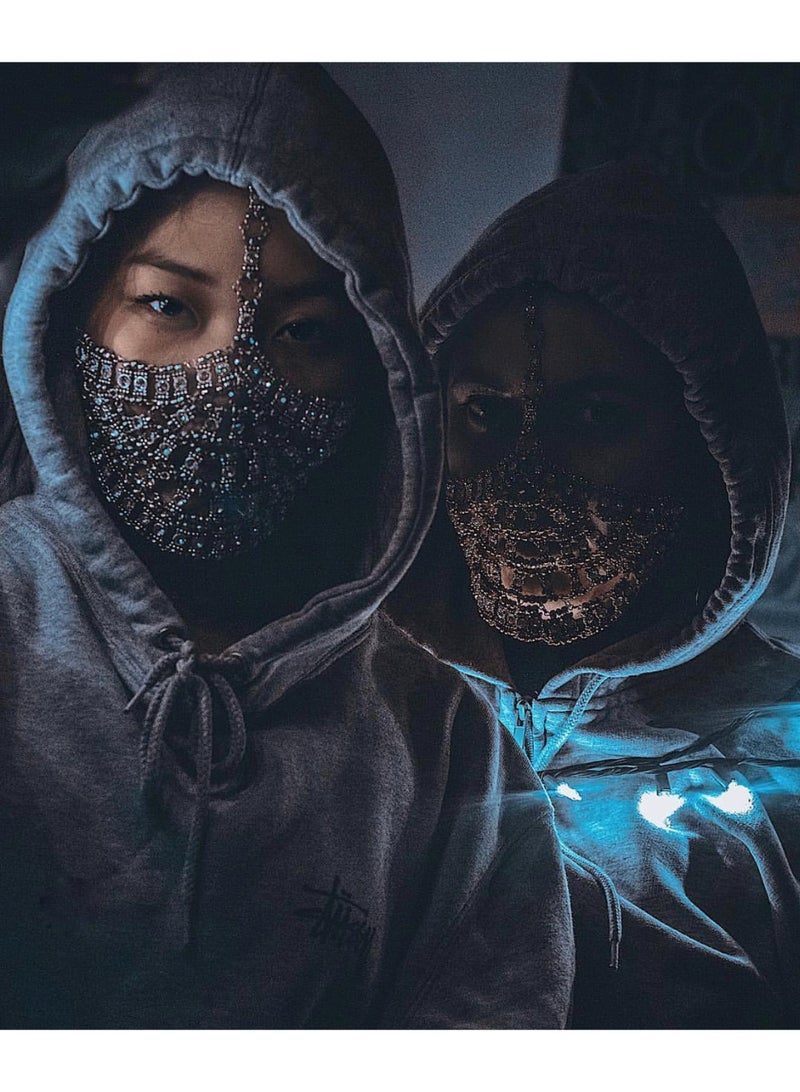 GetmanJewelry Getman Jewelry Silver Face Mask, Handmade Unisex Crystal Festival Jewelry, Unique Multipurpose Accessory for Performances, Fashion Shoots, and Avant-Garde Styling - Image 4