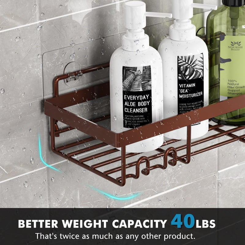 Moforoco Shower Caddy Shelf Organizer Rack, Self Adhesive Black Bathroom Shelves Basket, Home Farmhouse Wall Inside Organization and Storage Decor Rv Accessories, First Camper Apartment Essentials - Image 3