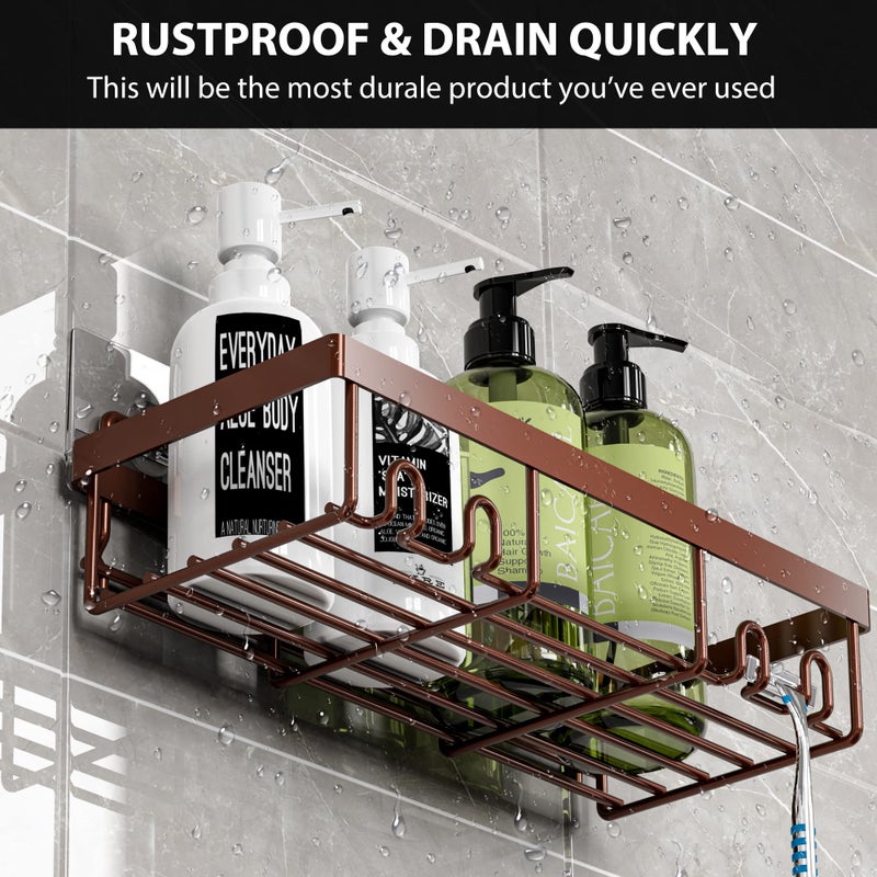 Moforoco Shower Caddy Shelf Organizer Rack, Self Adhesive Black Bathroom Shelves Basket, Home Farmhouse Wall Inside Organization and Storage Decor Rv Accessories, First Camper Apartment Essentials - Image 4