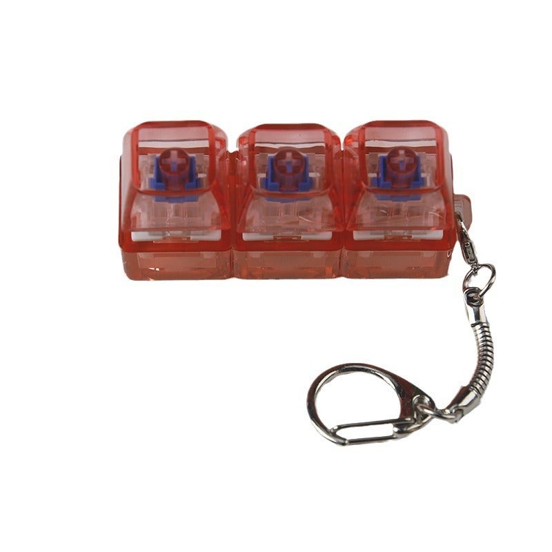 PC fully transparent material decompression shaft tester press sound crisp 2 holes 3 holes 4 holes key chain with light transparent cap 3-hole red transparent with light * 1 