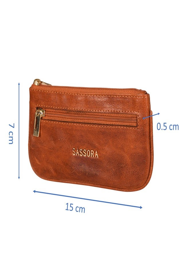 Sassora Genuine Leather Unisex Brown Key Case - Image 5