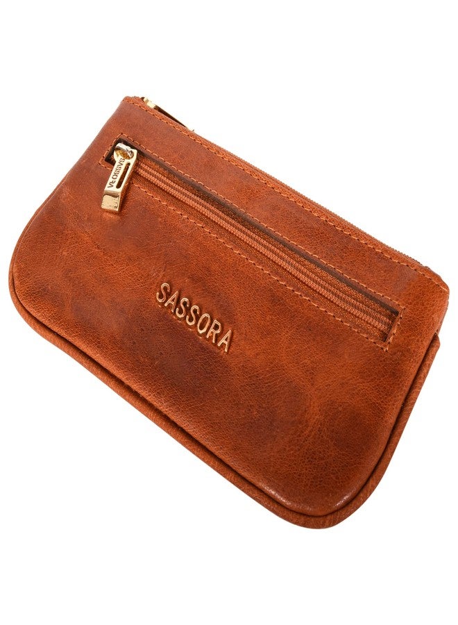 Sassora Genuine Leather Unisex Brown Key Case - Image 4