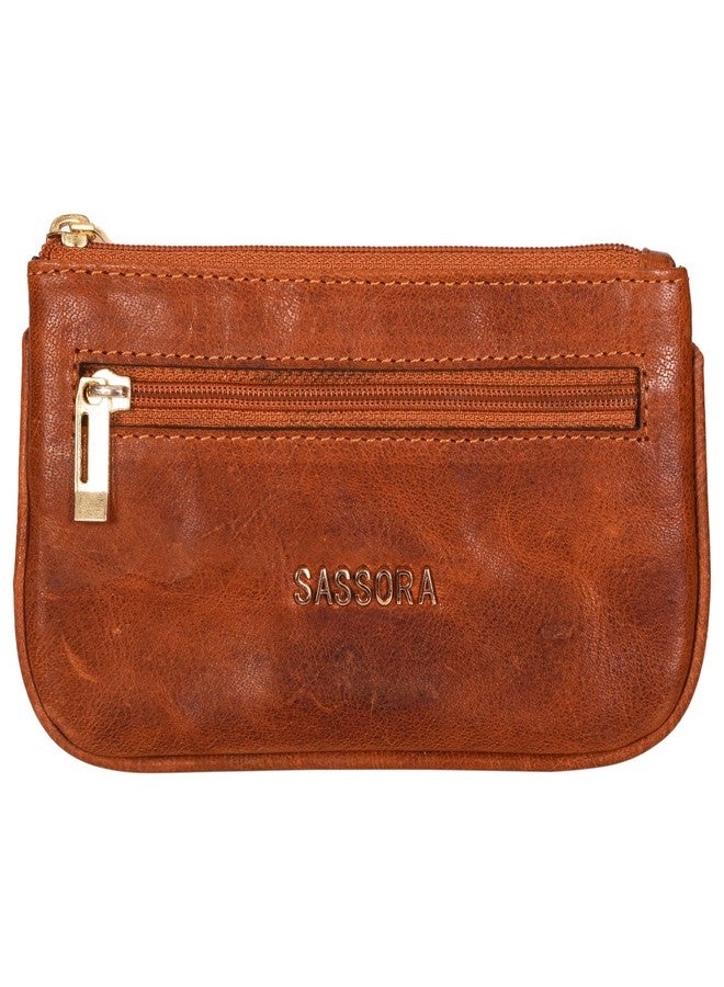 Sassora Genuine Leather Unisex Brown Key Case - Image 1