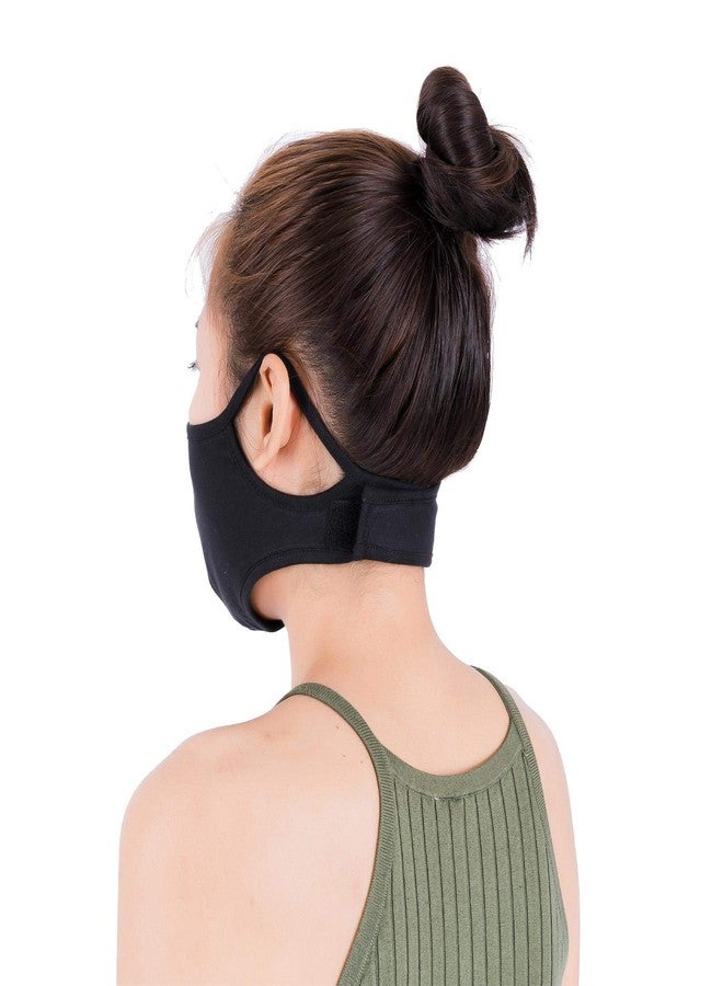 LOFBAZ Cloth Face Coverings Neck Strap with Ear Support Nose Wire Filter Pocket Washable Adjustable Reusable (Black - Adult M) - Image 3