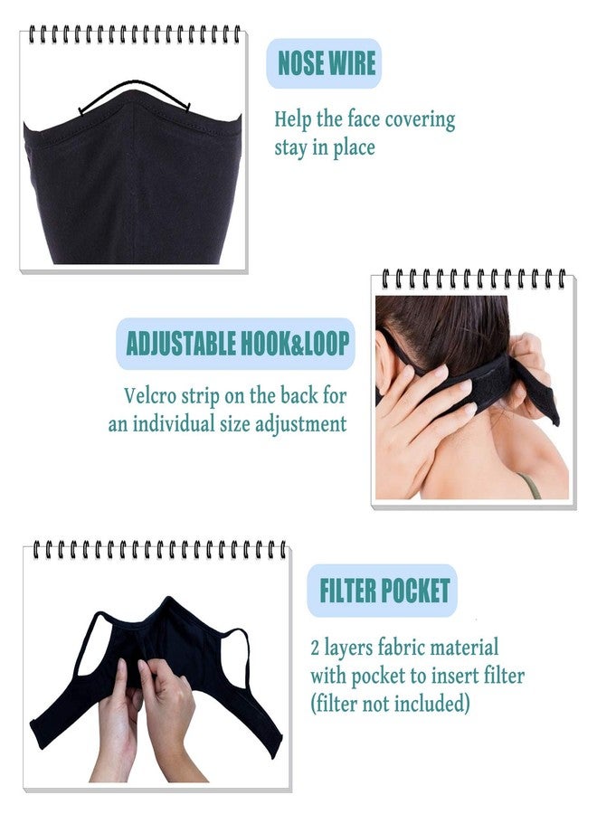 LOFBAZ Cloth Face Coverings Neck Strap with Ear Support Nose Wire Filter Pocket Washable Adjustable Reusable (Black - Adult M) - Image 5