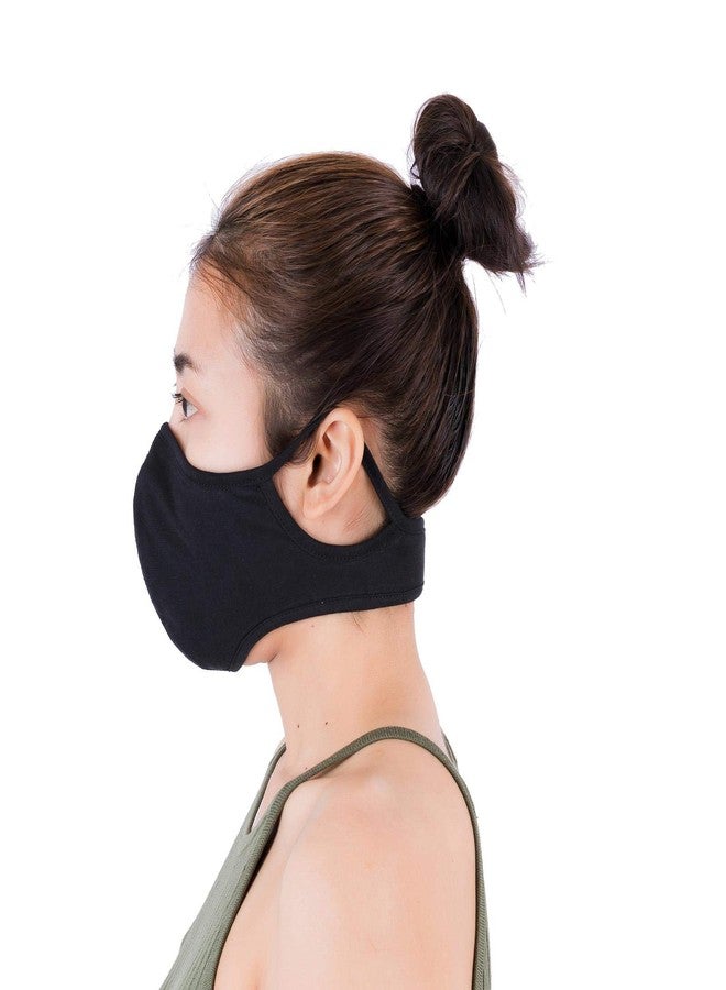 LOFBAZ Cloth Face Coverings Neck Strap with Ear Support Nose Wire Filter Pocket Washable Adjustable Reusable (Black - Adult M) - Image 1