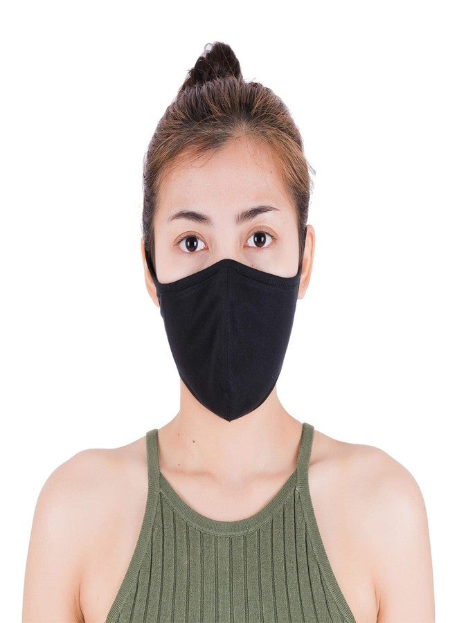 LOFBAZ Cloth Face Coverings Neck Strap with Ear Support Nose Wire Filter Pocket Washable Adjustable Reusable (Black - Adult M) - Image 2