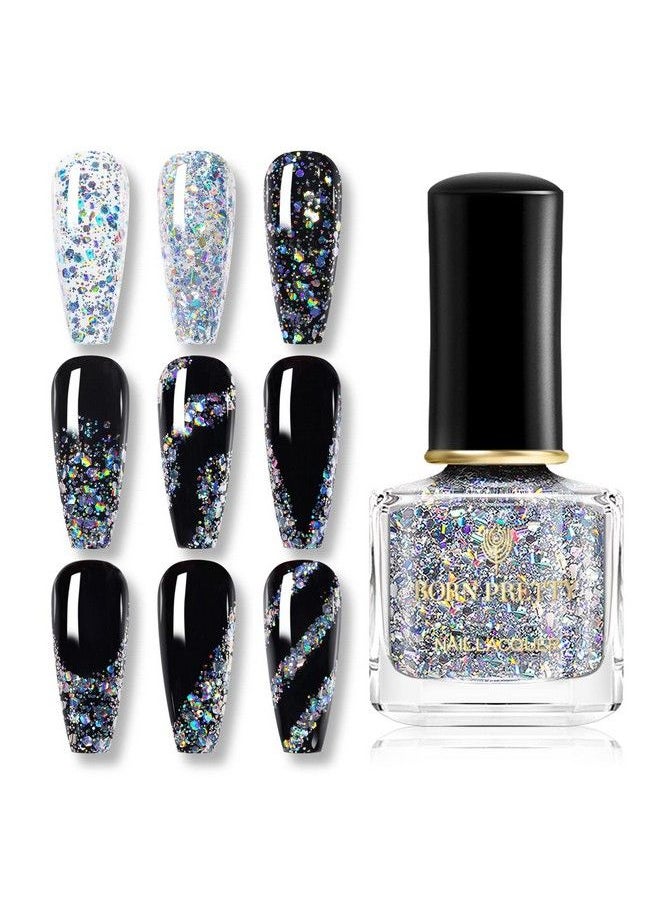 Born Pretty - Holographic Nail Polish Silver Glitter Sequins Nail Polish 7Ml - Image 1