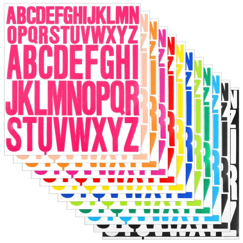 12 Sheets Letter Stickers 1 Inch  2 Inch Self Adhesive Uppercase Alphabet Stickers Waterproof Vinyl Large Stick on Letters Decals for Scrapbook DIY Craft Sign Notebook Home Decor
