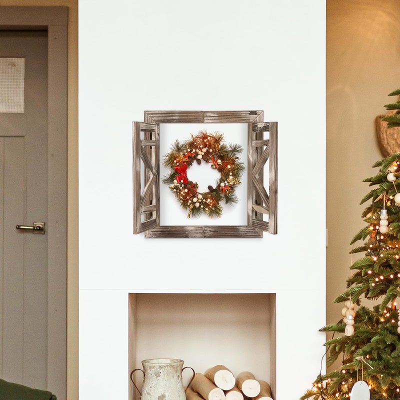 J JACKCUBE DESIGN DEISGN Rustic Wood Window Frame with Opening-doors, Wall Art Decor Hanging Window Panes, Farmhouse Wall Décor for Living Room, Bathroom, Kitchen and More -MK587A - Image 4
