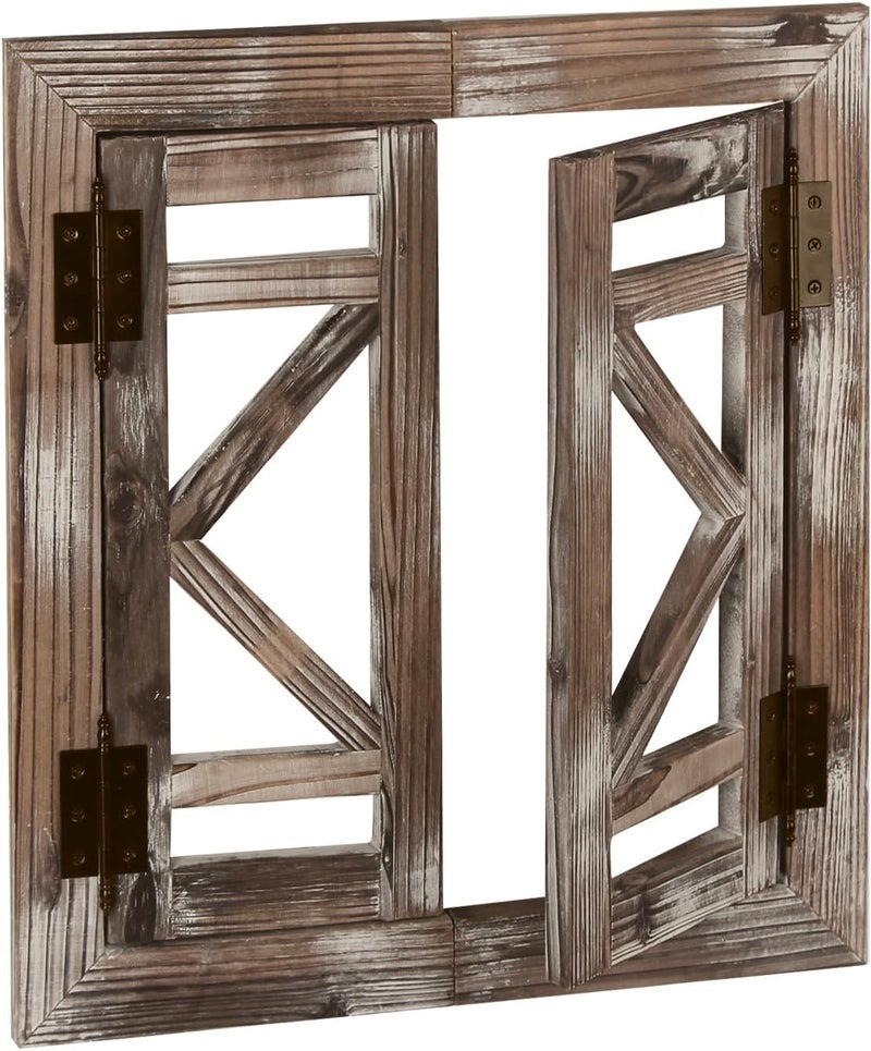 J JACKCUBE DESIGN DEISGN Rustic Wood Window Frame with Opening-doors, Wall Art Decor Hanging Window Panes, Farmhouse Wall Décor for Living Room, Bathroom, Kitchen and More -MK587A - Image 1
