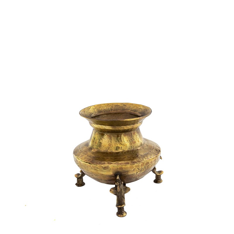 Rhapsodically Made Handmade Vintage Brass Candle Holder Pot with Stand Home Decor Pot - Image 3