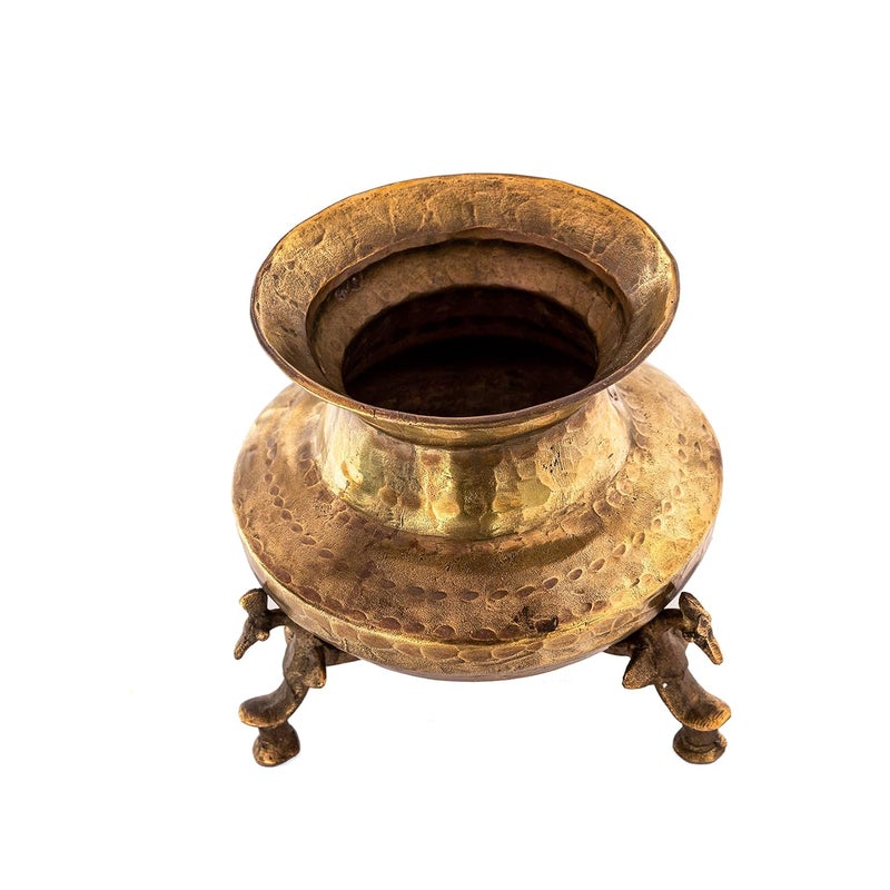 Rhapsodically Made Handmade Vintage Brass Candle Holder Pot with Stand Home Decor Pot - Image 1