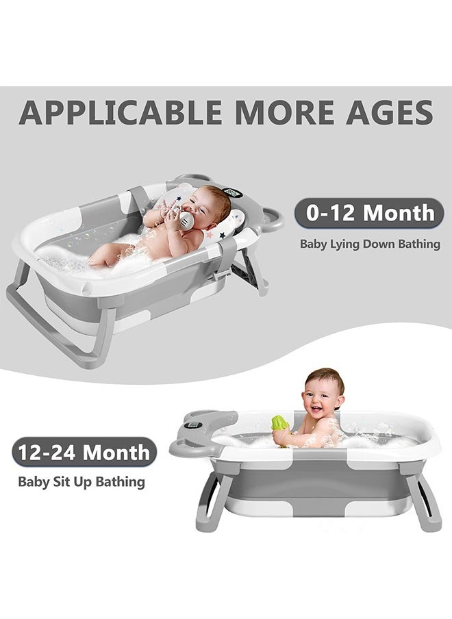 Beauenty Baby Bathtub, Collapsible Baby Bath Tub Set for Newborn to Toddler, Portable Travel Bathtub with Drain Hole, Durable Baby Tubs for Infants to Toddler with Non-Slip Mat (grey)  - Image 2