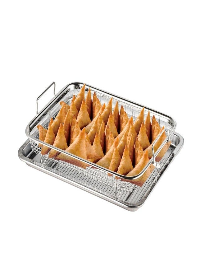 صينية مقرمشة مستطيلة فضي