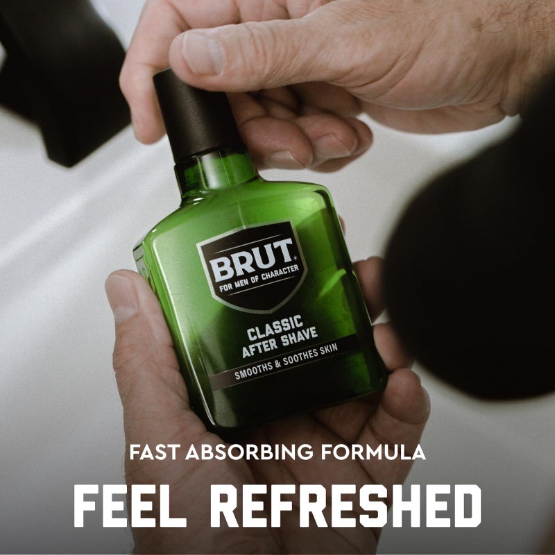 BRUT بروت كلاسيك بعد الحلاقة للرجال - يمتص بسرعة لتنظيف وتوحيد البشرة لشعور منعش - بعد الحلاقة للرجال برائحة ذكورية أيقونية - 5 أونصات - Image 3