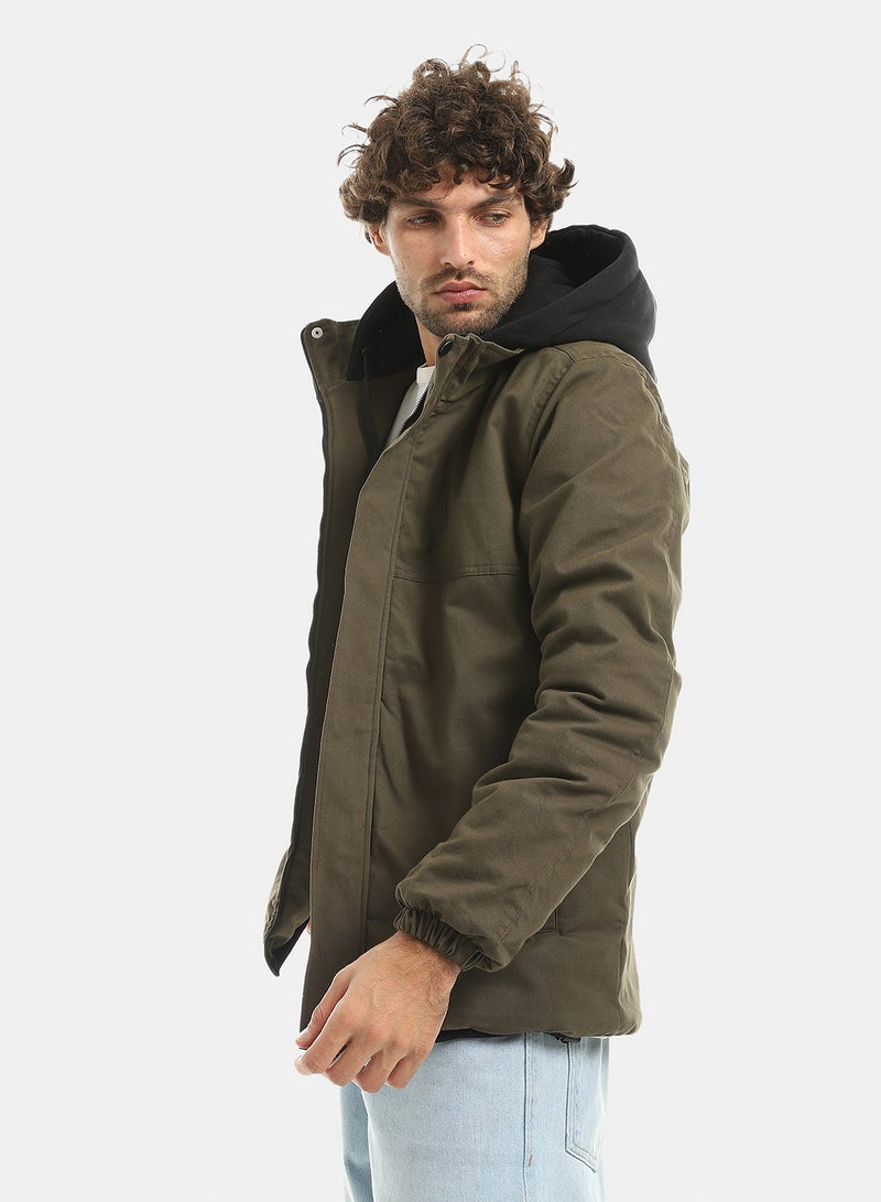 Andora Hooded Zipped Gabardine Jacket_Green - Image 2