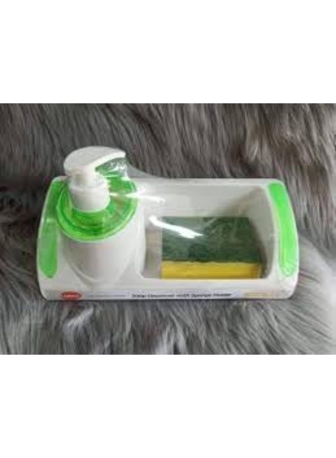3 in 1 Kitchen Soap Dispenser Set – Dual Hand & Dish Soap Dispenser with Sponge Holder and Handy Pump – Smart Kitchen Gadgets Green for Easy Sink Organization and Cleaning - Image 5