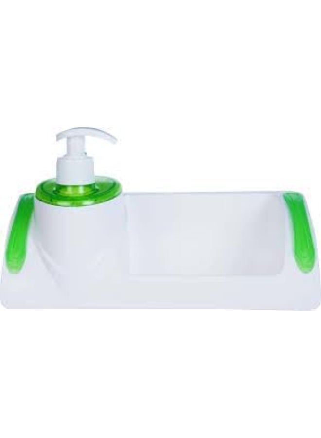 3 in 1 Kitchen Soap Dispenser Set – Dual Hand & Dish Soap Dispenser with Sponge Holder and Handy Pump – Smart Kitchen Gadgets Green for Easy Sink Organization and Cleaning - Image 2