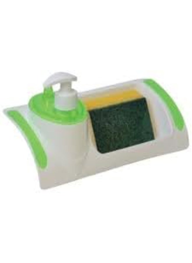 3 in 1 Kitchen Soap Dispenser Set – Dual Hand & Dish Soap Dispenser with Sponge Holder and Handy Pump – Smart Kitchen Gadgets Green for Easy Sink Organization and Cleaning - Image 3