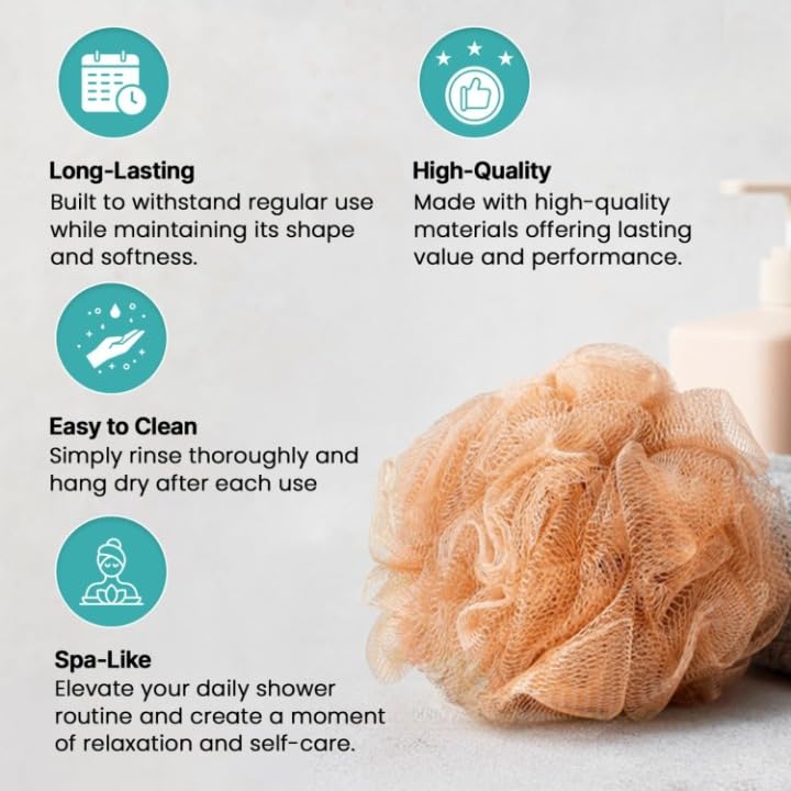 LUCKYMORDEN Body loofah for bathing for Women Men Kids (PACK OF 4) | Extra Soft bath sponge for bathing & loofah for Women Men | Body wash bath scrubber for bathing | Exfoliating bathing scrub Lofas for bath Men & Women 60G - Image 3
