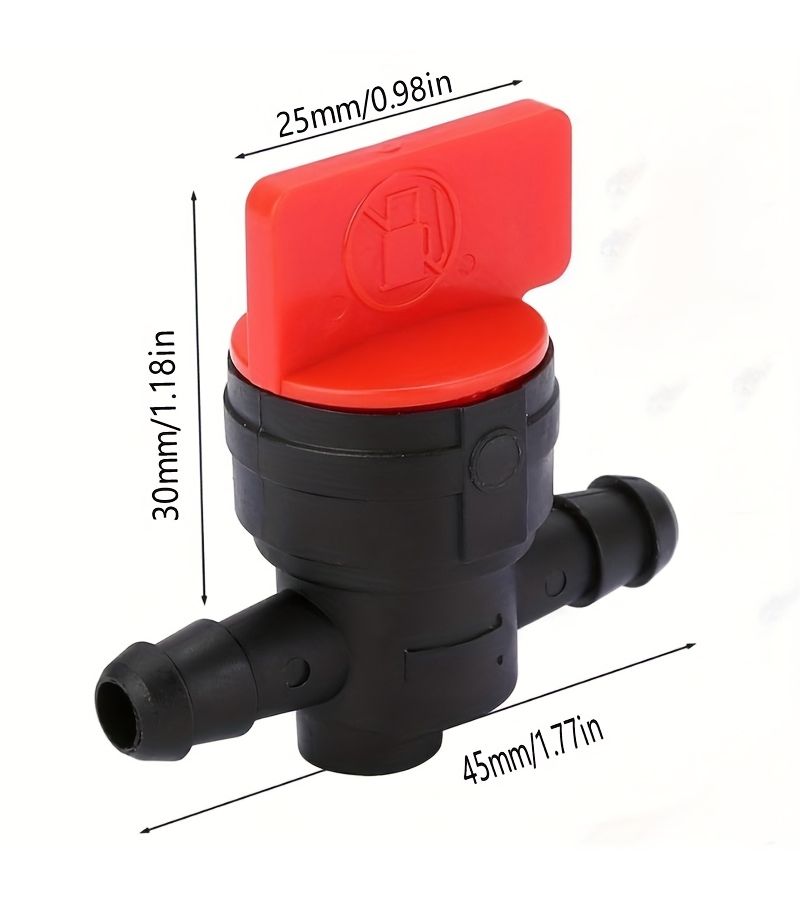 Universal Lawn Mower Fuel Shut Off Valve Black with 2 Clips for 6-8mm Hose Durable Petrol Diesel Engine Accessory - Image 2