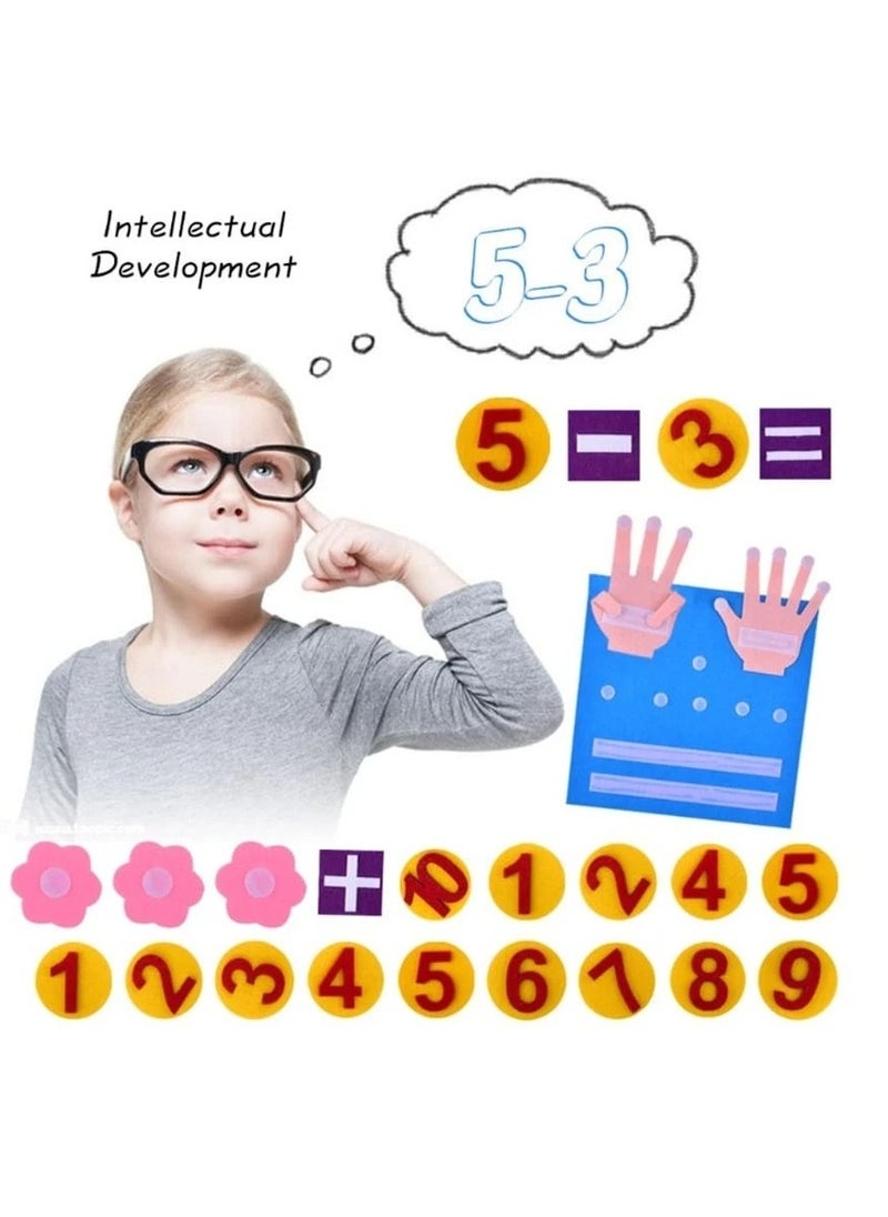 Beauenty - Educational board for children with numbers and felt math tools to develop counting and arithmetic skills. The board contains numbers and math symbols that can be easily attached and removed thanks - Image 1