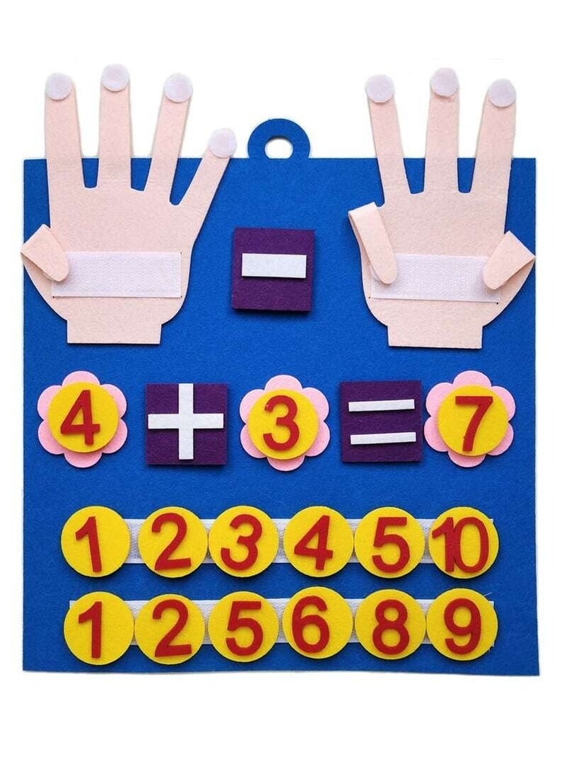 Beauenty - Educational board for children with numbers and felt math tools to develop counting and arithmetic skills. The board contains numbers and math symbols that can be easily attached and removed thanks - Image 1