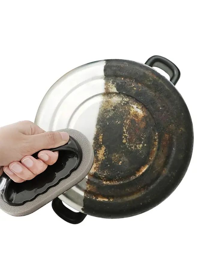 Black Emery Magic Sponge Kitchen Pot Brush Set Cleaner Washable Reusable Dish Washing Tool - Image 1