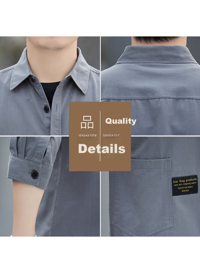 Tucano Men's Summer Pure Cotton Comfortable Seven-quarter Sleeve Solid Color Loose-fit Fashion Top Men's Wear Black 2XL - Image 1