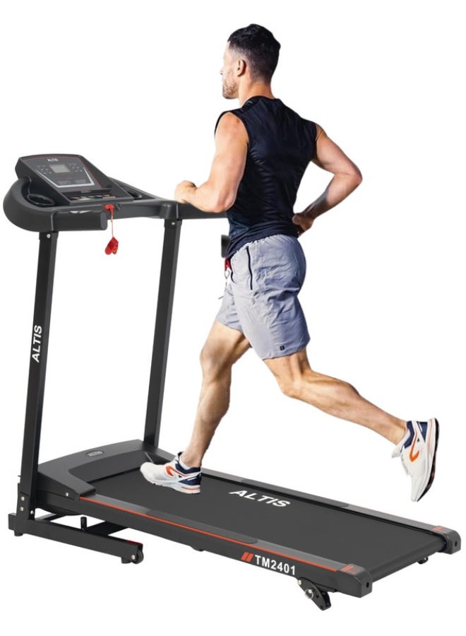 Altis Fitness TM2401L (3 Hp Peak) Automatic Motorised Treadmill for Home Use | Speed-12Km/Hr | Max User Weight 100 Kg | Manual Incline | Installation Video Assistance | Warranty 1 Year Running belt| W400xL1170mm - Image 1