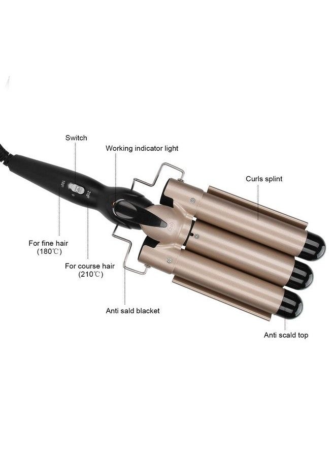 Hair Curling Tongs 3 Barrel Hair Curler Tourmaline Hair Curling Iron With 2 Temperature Class Quick Heating Electric Hair Waver Hair Styling Tool Golden Hair Crimpers(28Mm) - pzsku/ZBC5EBAEE56F8BBCA91D4Z/45/_/1683535066/a8b4900e-a0fa-4c67-8175-9f2f06e5b07f