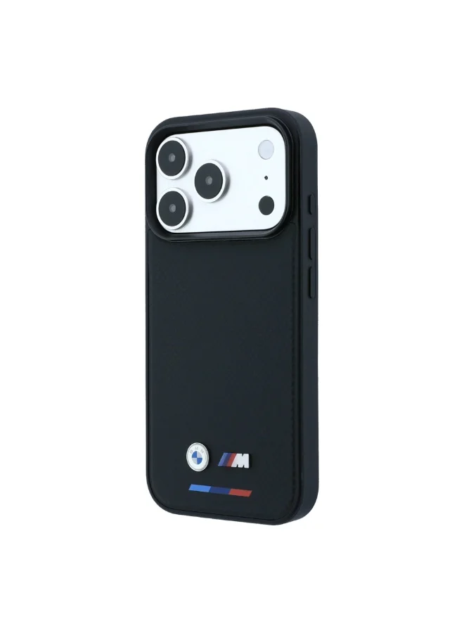 Bmw iPhone 18 Pro MagSafe Case PU Kevlar Hard Cover with Metal Logos and Tricolor Underline