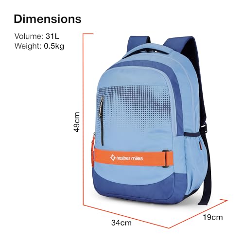 Nasher Miles Technology 2 Compartment Laptop Backpack 31 Liters Polyester with Raincover| Front Organiser Ideal for College, School Bags for Boys & Girls (Blue) - Image 5
