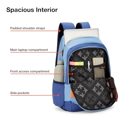 Nasher Miles Technology 2 Compartment Laptop Backpack 31 Liters Polyester with Raincover| Front Organiser Ideal for College, School Bags for Boys & Girls (Blue) - Image 3