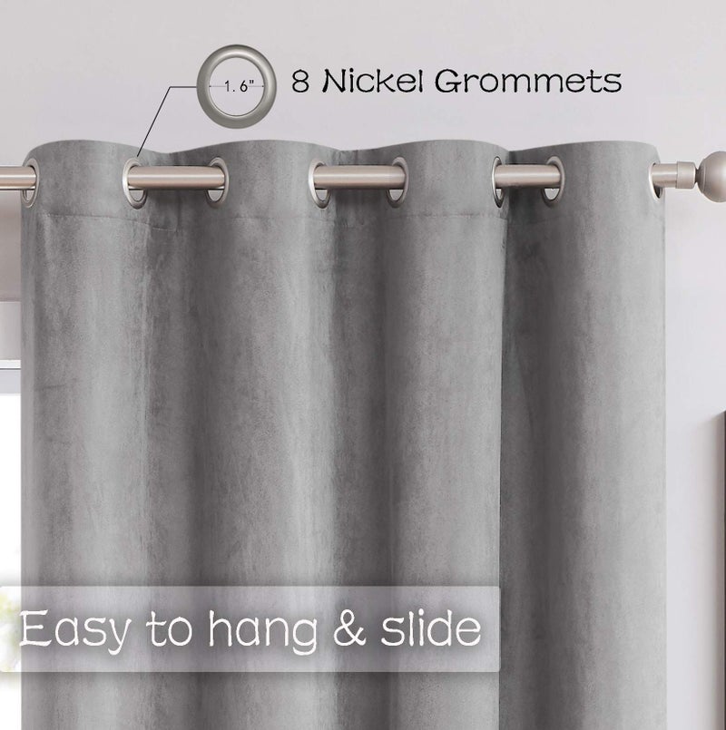Randall Rndall Grey Faux Suede Collections Room Darkening Curtains Noise Reducing, Energy Saving Room Darkening Window Curtains & Drapes for Bedroom, Living Room,Kitchens (54in W x 84in L - 2 Panels) - Image 5