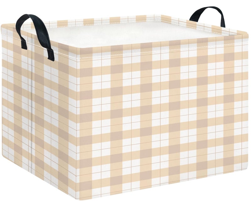CLOCOR Rectangular Storage BasketCollapsible Cute Pattern Storage BinWaterproof Books Box with HandlesGift BasketYellow Grid - Image 3