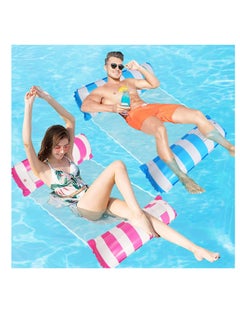 SYOSI Swimming Pool Float Hammock, 2 Pack Pink and Lightblue 4-in-1 Multi-Purpose Hammock Inflatable Pool Float Fun Backyard Swimming Pool Saddle Chair Hammock Drifter for Adults and Kids  - Image 2