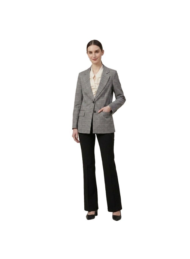 Smoky Egypt Checkered Pure Linen Blazer-DarkGray - Image 2