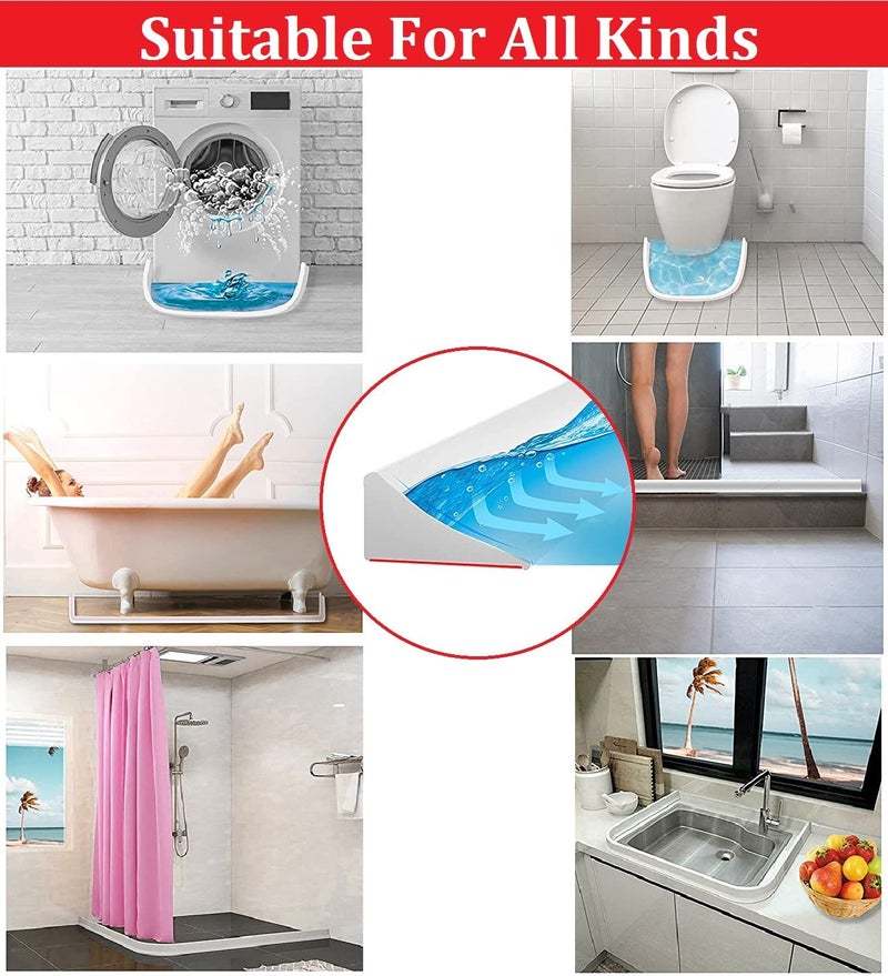 RANUR Silicone Water Stopper with Glue Collapsible Threshold Water Dam Barrier Strip for Shower, Self-Adhesive, Bathroom Tub Water Retaining Stopper Bendable, Dry and Wet Separation Strip (3 Meter) - Image 5