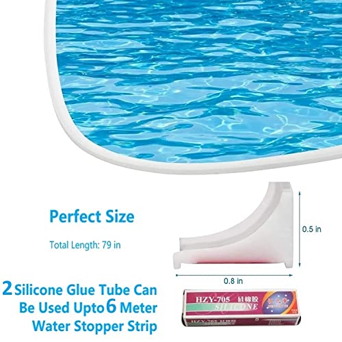 RANUR Silicone Water Stopper with Glue Collapsible Threshold Water Dam Barrier Strip for Shower, Self-Adhesive, Bathroom Tub Water Retaining Stopper Bendable, Dry and Wet Separation Strip (3 Meter) - Image 2