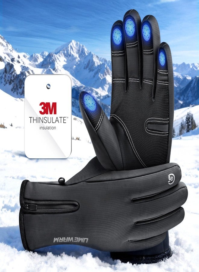 UMEWARM -10℉ Waterproof Winter Gloves Men, 5-Layer Touchscreen Fingers Snow Ski Gloves Women, Premium Anti-Slip Palm Cold Weather Gloves (Black, Large) - Image 1