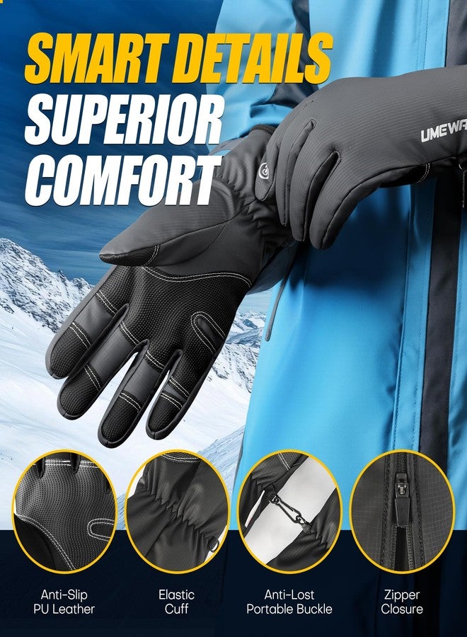 UMEWARM -10℉ Waterproof Winter Gloves Men, 5-Layer Touchscreen Fingers Snow Ski Gloves Women, Premium Anti-Slip Palm Cold Weather Gloves (Black, Large) - Image 5
