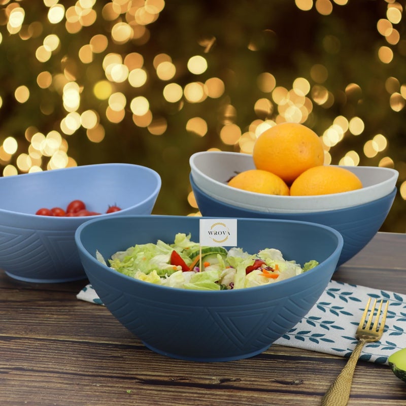 Wrova 65oz Big Wheat Straw Bowls  Large Salad Bowls set of 6  Unbreakable Serving Bowls  Microwave  Dishwasher Safe  Oval Bowls for CerealSaladFruit  Ocean Series - Image 5