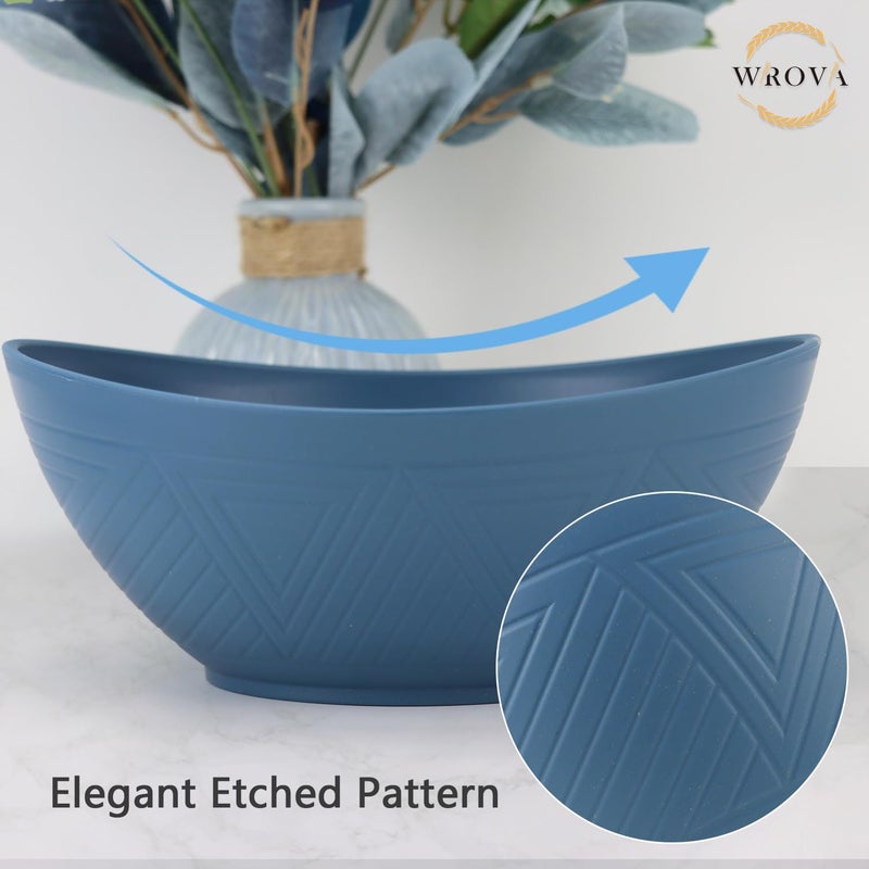 Wrova 65oz Big Wheat Straw Bowls  Large Salad Bowls set of 6  Unbreakable Serving Bowls  Microwave  Dishwasher Safe  Oval Bowls for CerealSaladFruit  Ocean Series - Image 4