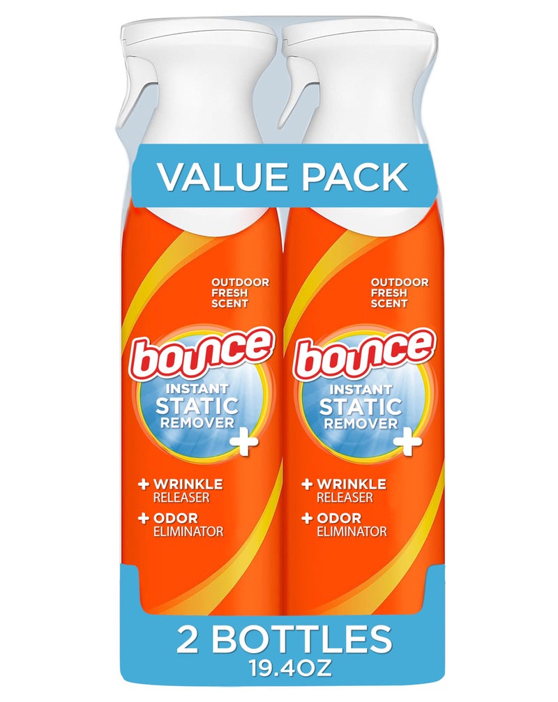 Bounce Rapid Touch-Up 3 in 1 Wrinkle Releaser Clothing Spray, Fabric Refresher, Odor Eliminator & Anti Static, 9.7 ounces (Pack of 2) - Image 1
