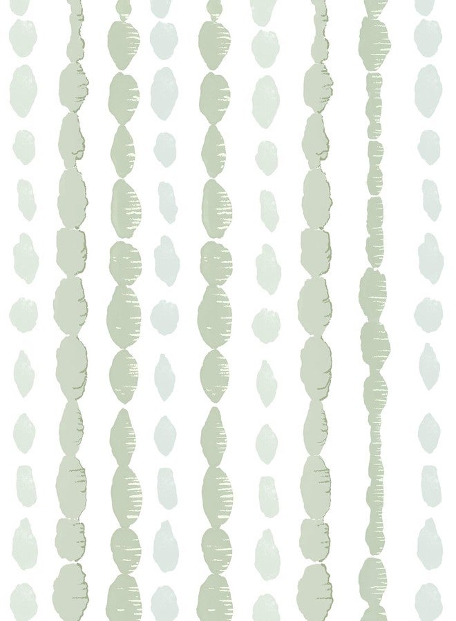 Naphite Green and White Peel and Stick Wallpaper Boho Contact Paper for Cabinet Drawer Striped Self Adhesive Removable Wallpaper for Bedroom Modern Dot Nursery Kid Waterproof Shelf Liner17.3in W393inL - Image 1