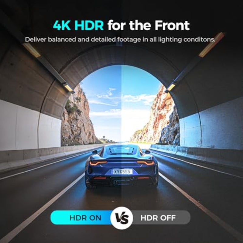 كاميرا داش كام للسيارات، كاميرا أمامية وخلفية 2160P+1080P مدمجة 32 جيجا eMMC HDR ADAS 5G WiFi6 GPS Al ISP رؤية ليلية 24 ساعة، N5 Dual 2026 - Image 3