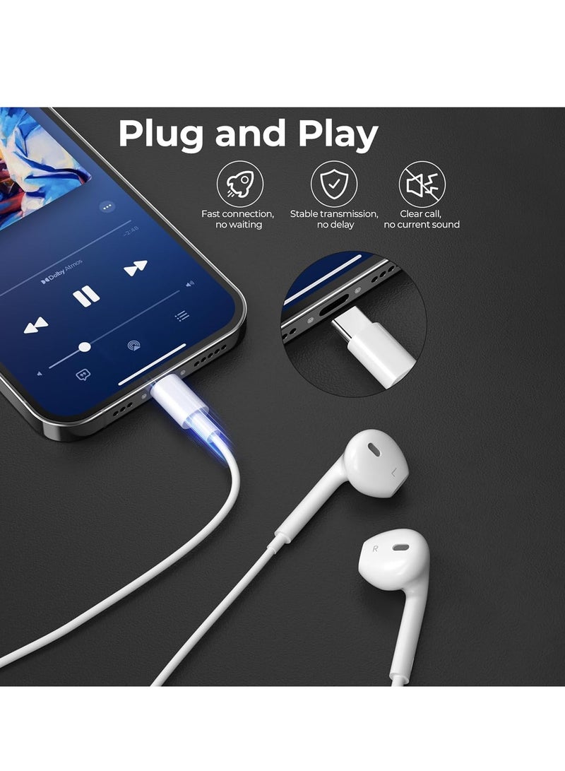 ADMOS ADHF894 Type-C Wired Earphones White with Mic, 10mm Drivers, DAC Chip, 1.2M TPE Cable, Noise Isolation, for Smartphones/Tablets/Laptops - Image 5